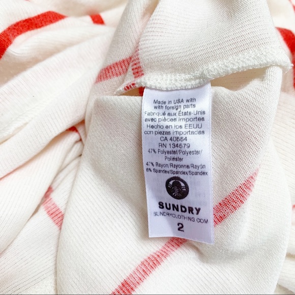 Sundry red & white stripe kimono sleeve top/sweater size 2 (M) - Picture 9 of 9